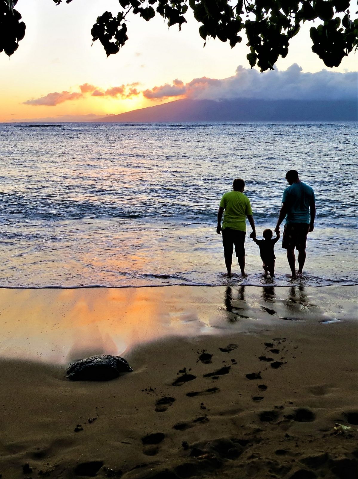 Ryan, Jenna, and Ethan on the beach in Maui