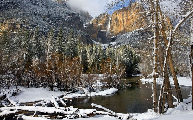 Yosemite Falls Winter Snow
